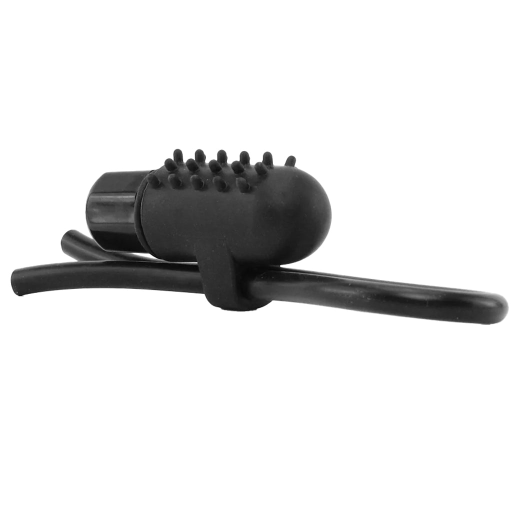 Vibrating Silicone Stud Lasso in Black Cock Rings