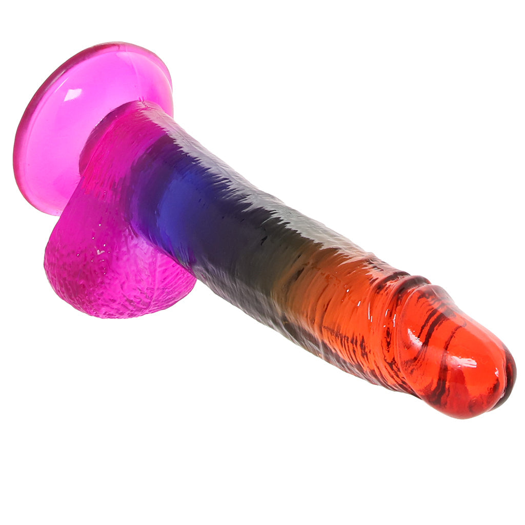Crystal Jellies 8.5 Inch Cock & Balls Dildo in Rainbow Dildo Sex Toys > Realistic Dildos