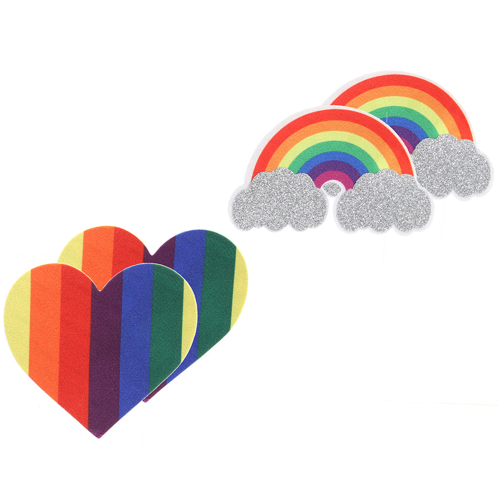 Pride Glitter Rainbows & Hearts Nipple Pasties Lingerie > Accessories
