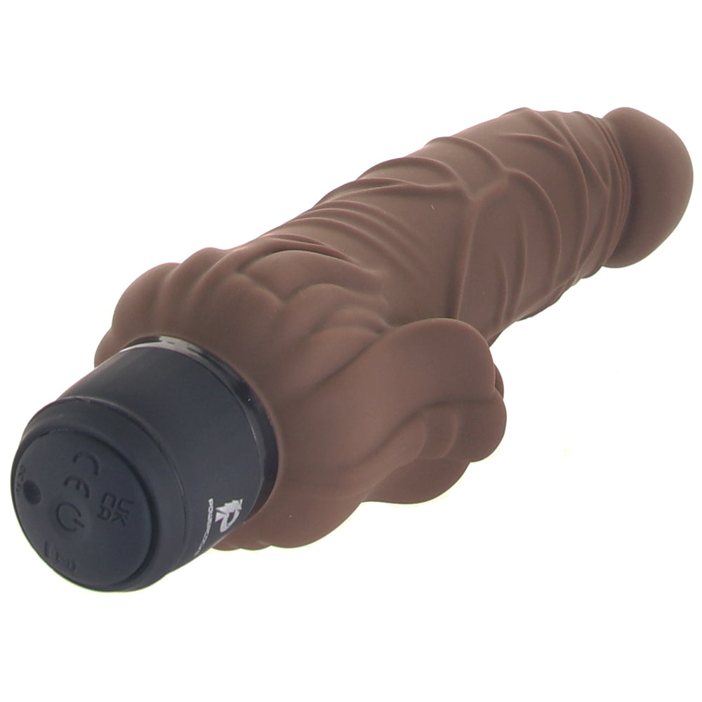 PowerCock 7 Inch Vibe with Clitoral Stimulator in Brown Vibrators > Realistic Vibrator Dildos