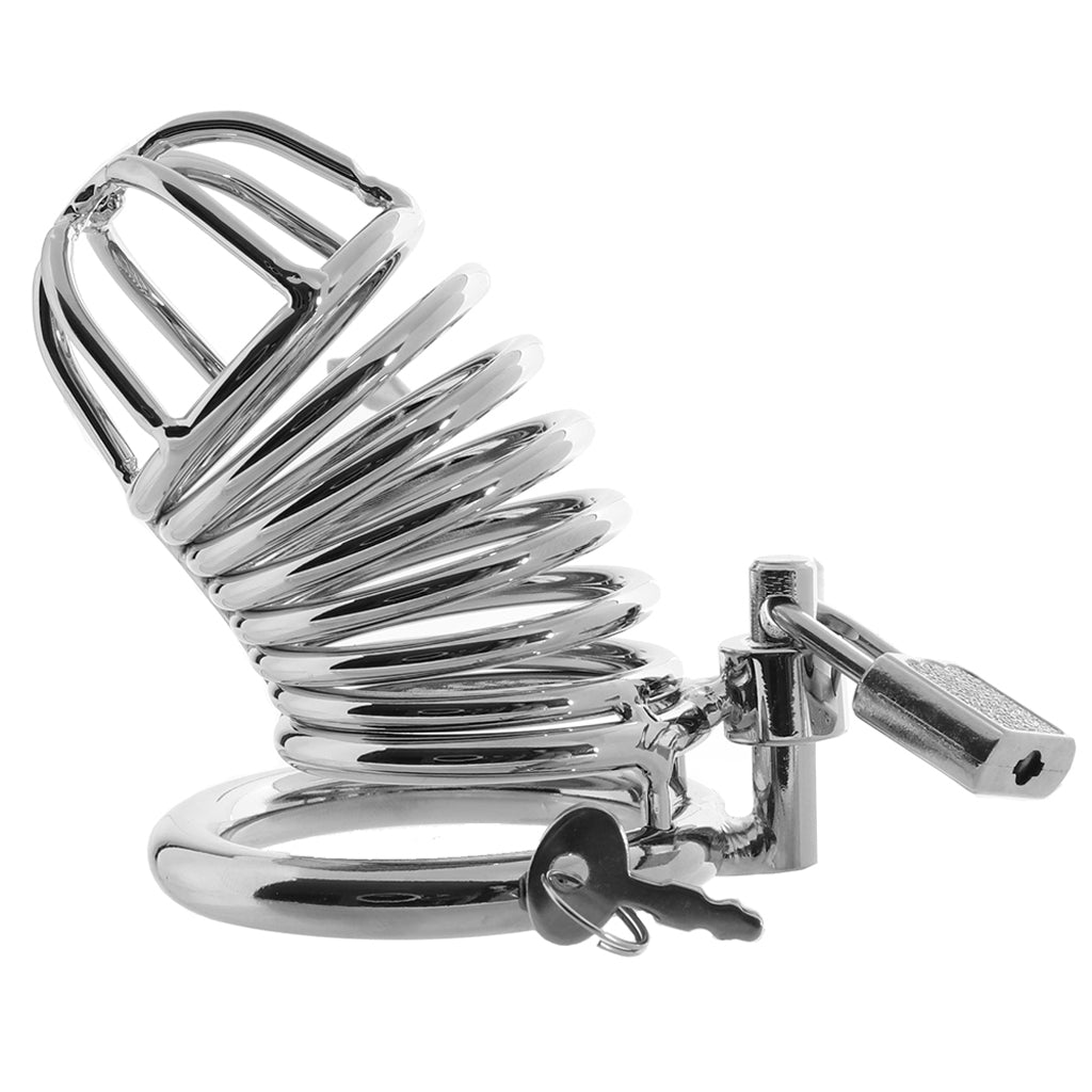 Blue Line Deluxe Steel Chastity Cage in Silver Bondage and Fetish > Cock and Ball Devices