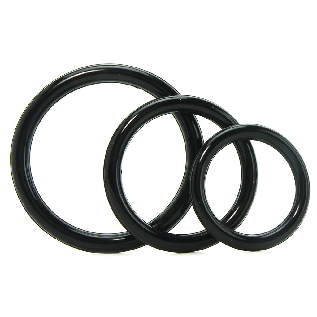 Silicone 3 Ring Stamina Cock Ring Set in Black Cock Rings