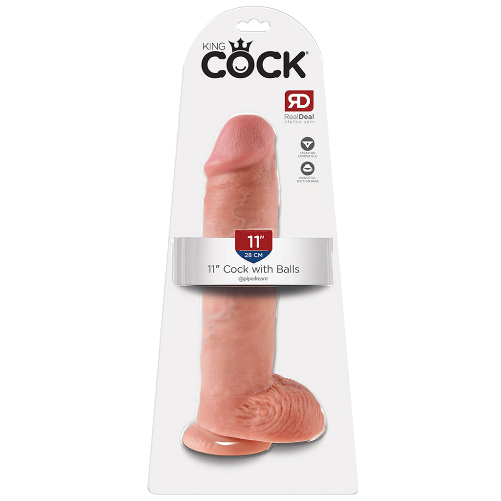 King Cock 11 Inch Cock with Balls in Flesh Dildo Sex Toys > Large Dildos