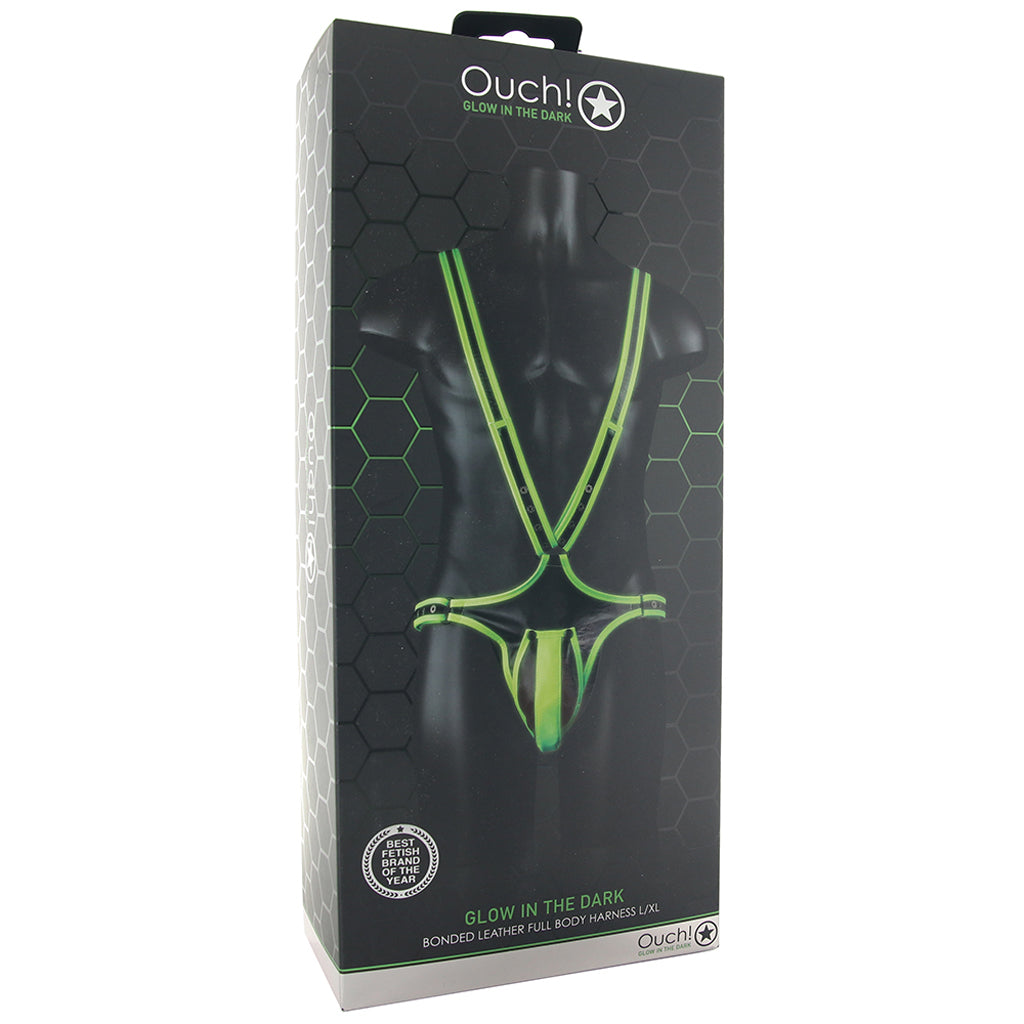 Ouch! Glow In The Dark Full Body Harness /XL Bondage and Fetish > Men's Bondage Wear