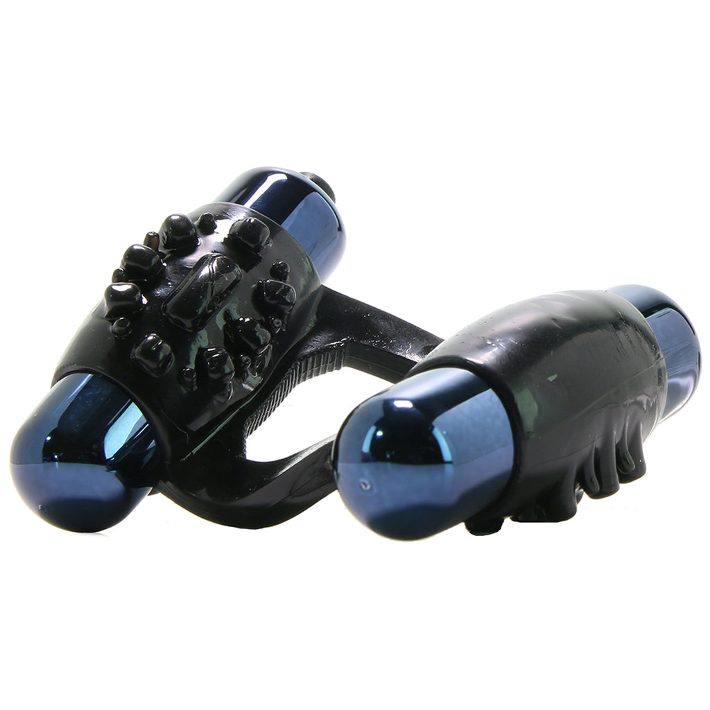 Duo-Vibrating Super Ring in Black Cock Rings