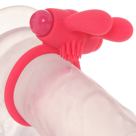 Neon Rabbit Vibrating Cock Ring in Pink