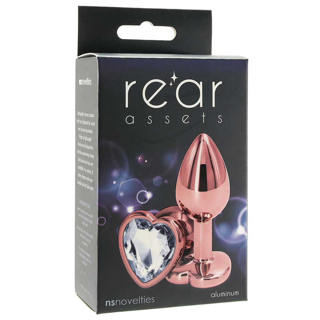Small Aluminum Plug with Clear Heart Gem in Rose Gold Anal Sex Toys > Butt Plugs