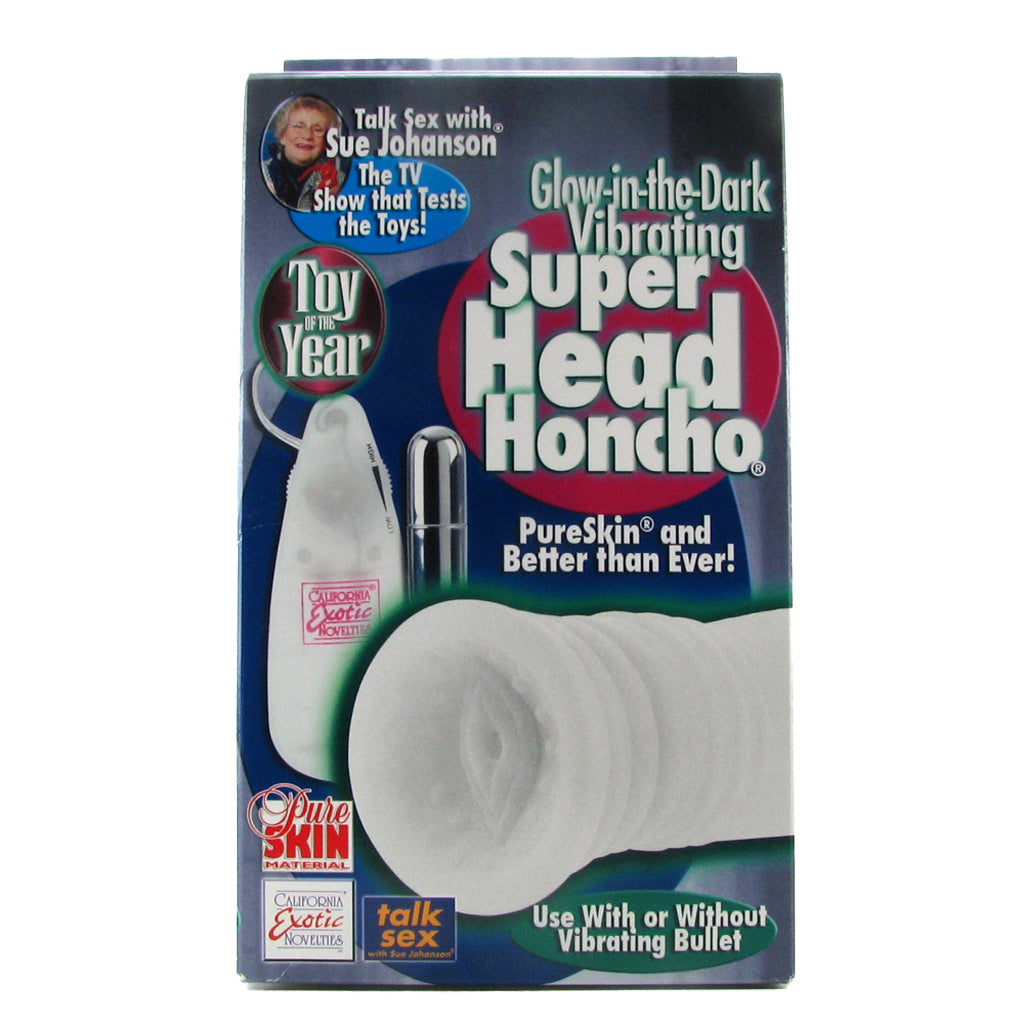 Vibrating Glow Super Head Honcho in White Male Masturbators > Pocket Strokers