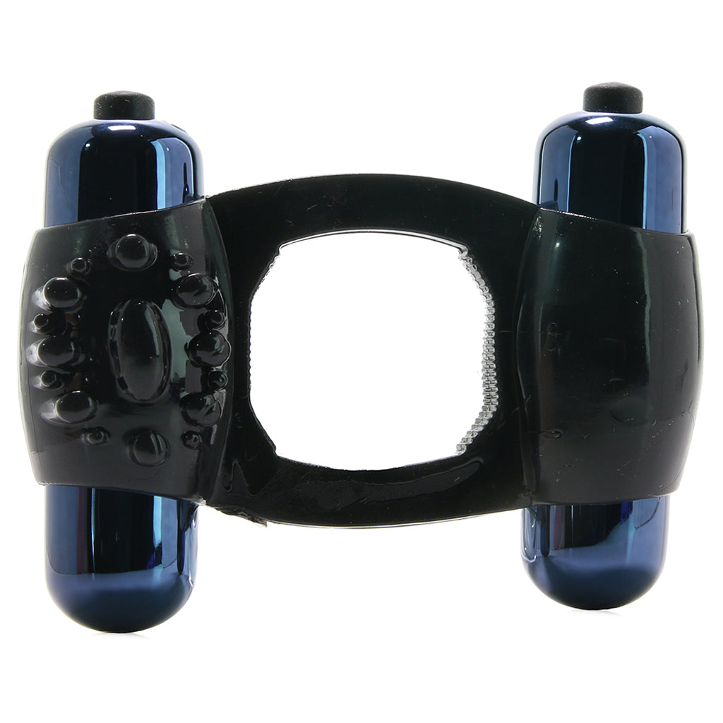 Duo-Vibrating Super Ring in Black Cock Rings