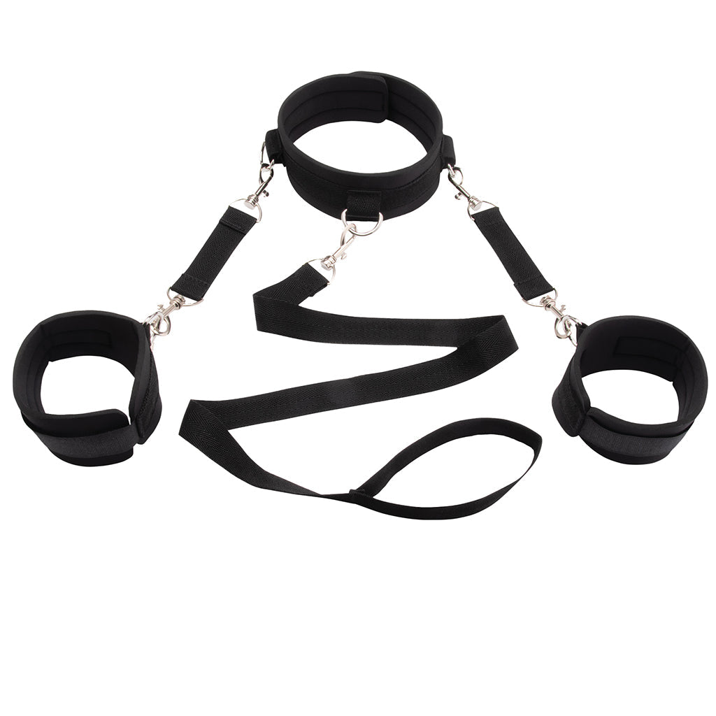 Collar & Leash Set with Removable Cuffs Bondage and Fetish > Starter BDSM Kits