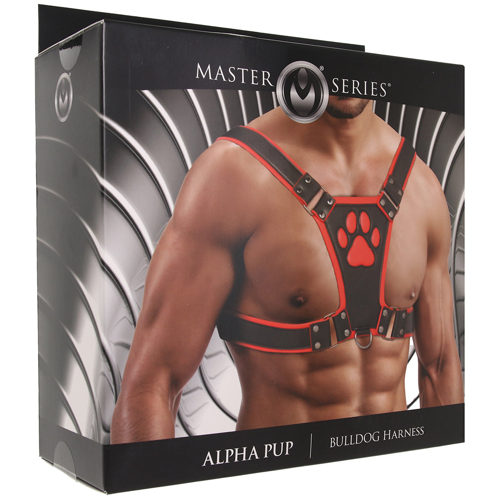 Master Series Alpha Pup Bulldog Harness in Red Bondage and Fetish > Men's Bondage Wear