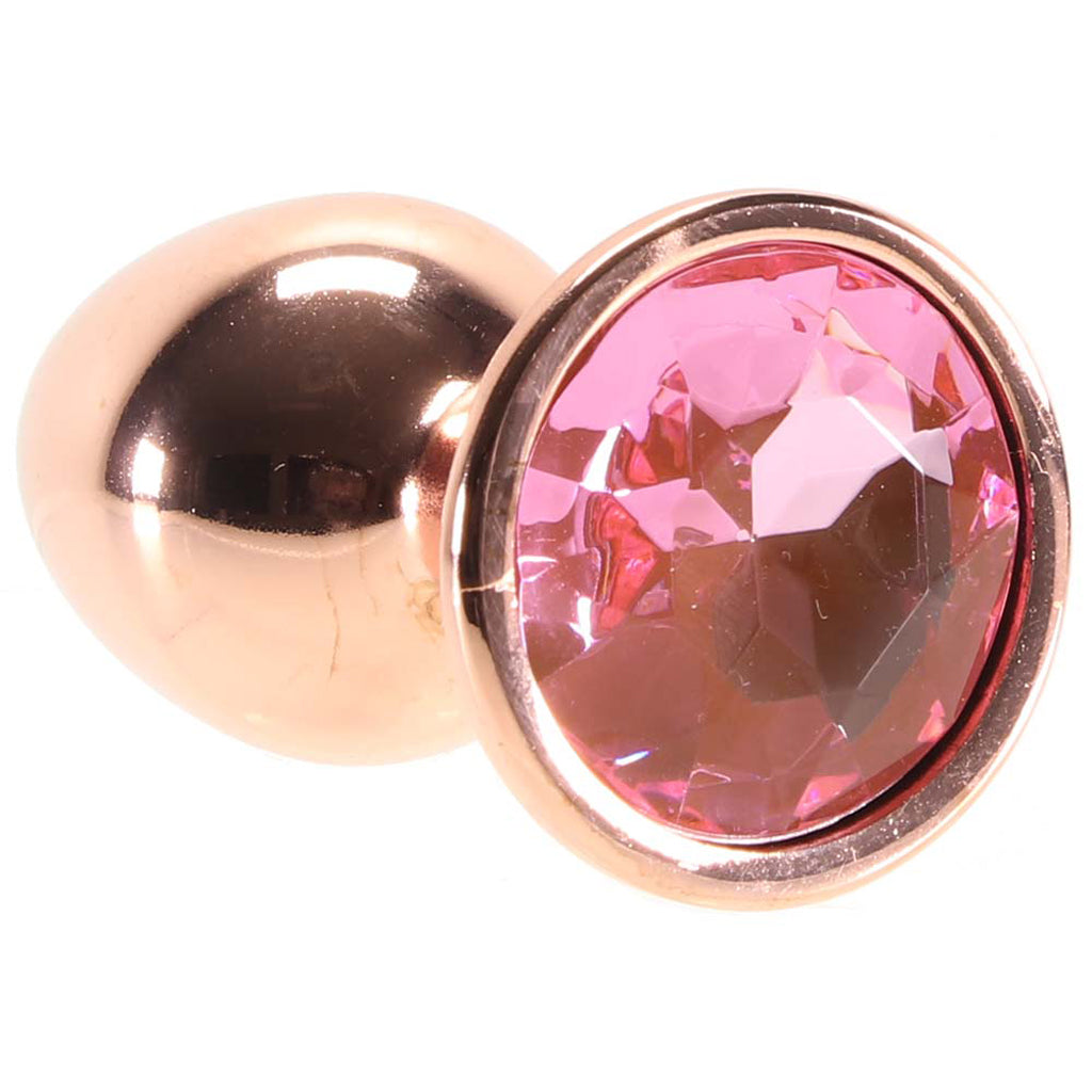 Small Aluminum Plug with Pink Gem in Rose Gold Anal Sex Toys > Butt Plugs