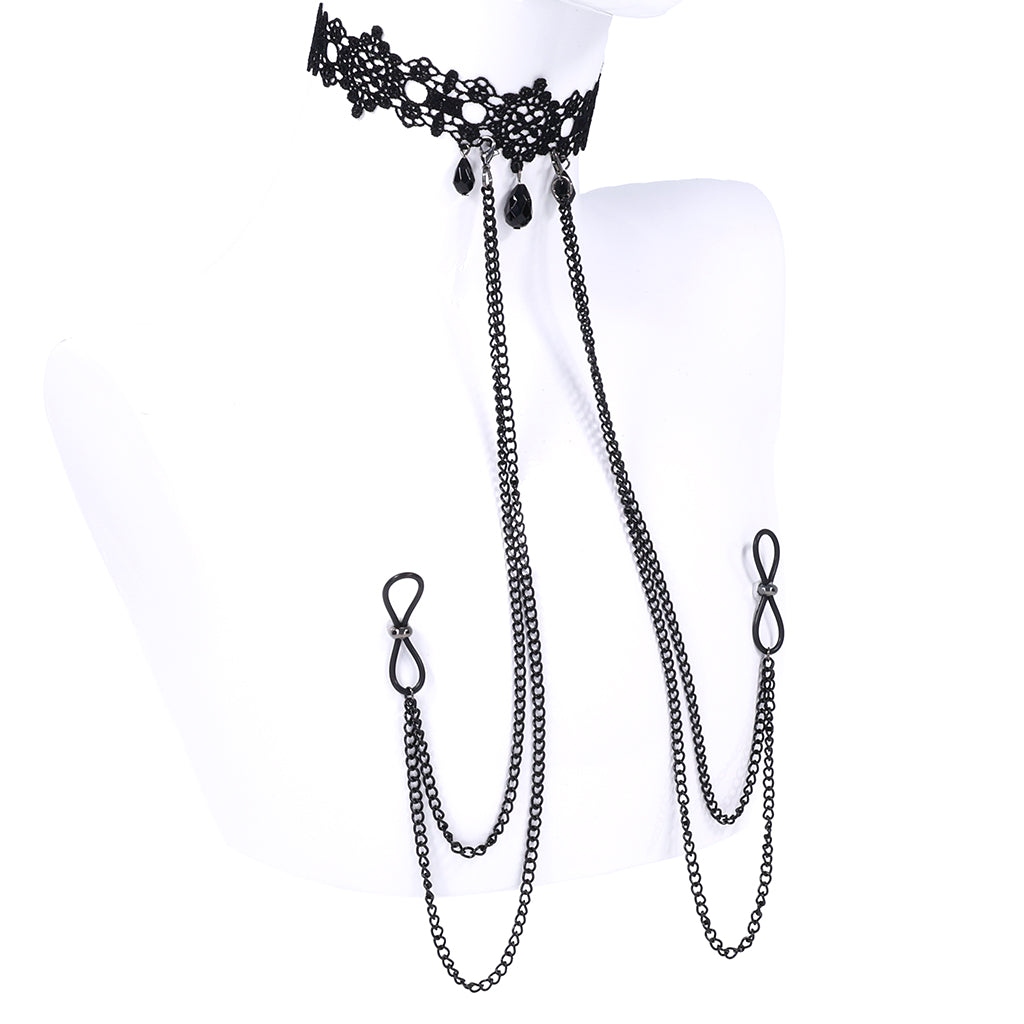 Sex & Mischief Lace Collar with Nipple Ties Bondage and Fetish > Tools & Accessories