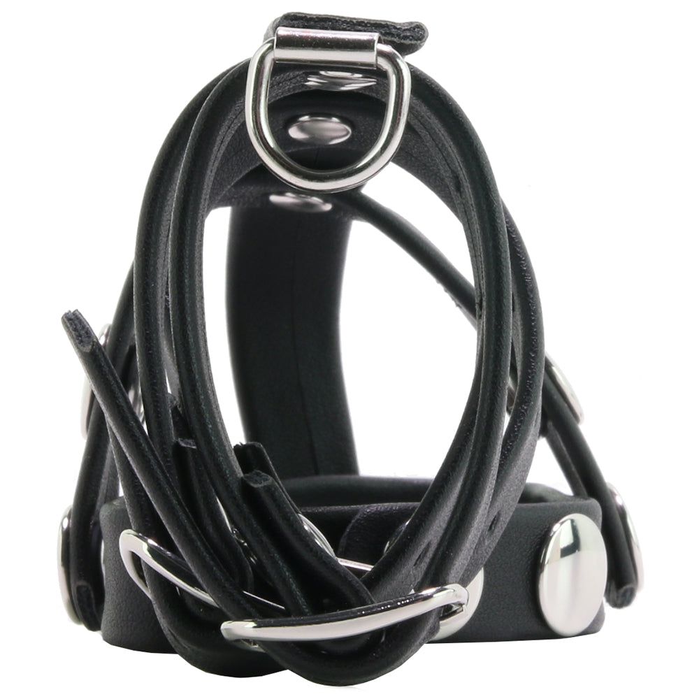 Blue Line Triple Cock and Ball Strap with Leash Lead Bondage and Fetish > Cock and Ball Devices