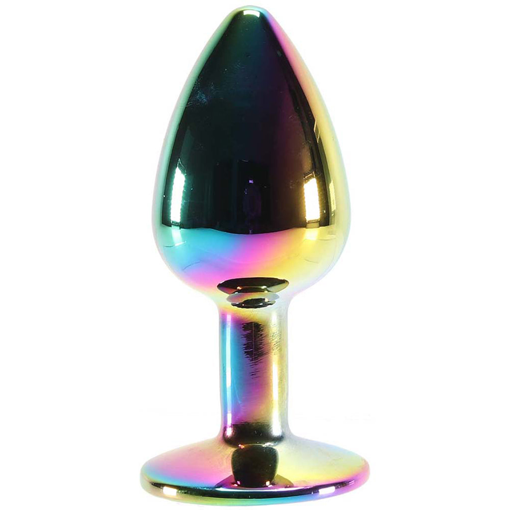Small Aluminum Plug with Rainbow Gem in Multicolor Anal Sex Toys > Butt Plugs