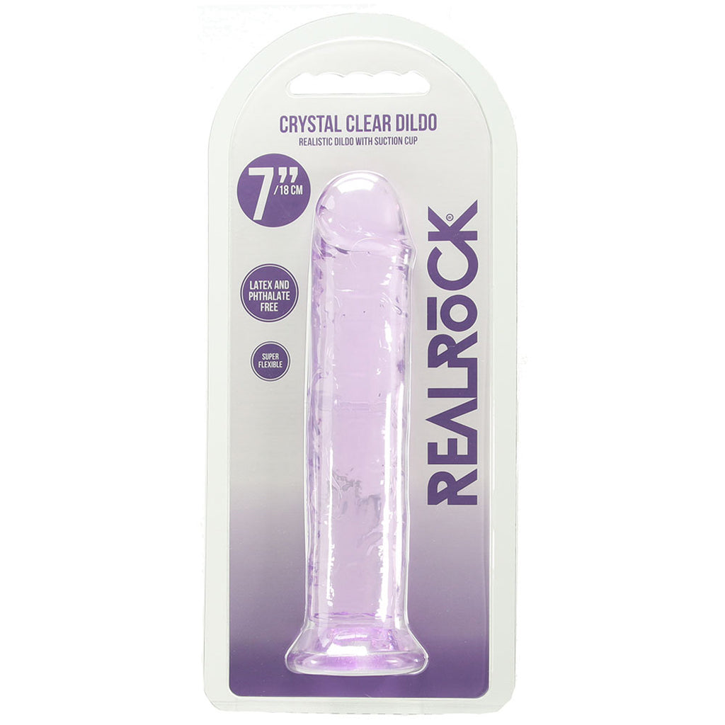 RealRock Crystal Clear Jelly 7 Inch Dildo in Purple Dildo Sex Toys > Realistic Dildos