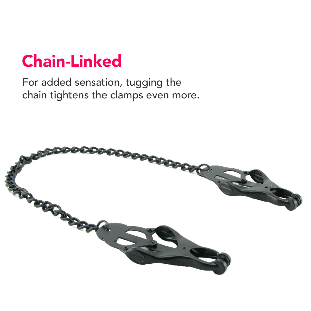 Master Series Monarch Noir Chained Clover Clamps Bondage and Fetish > Nipple Stimulators & Clamps