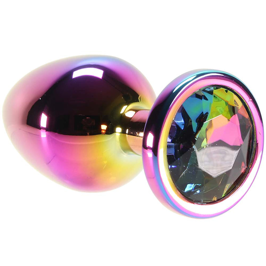 Medium Aluminum Plug with Rainbow Gem in Multicolor Anal Sex Toys > Butt Plugs