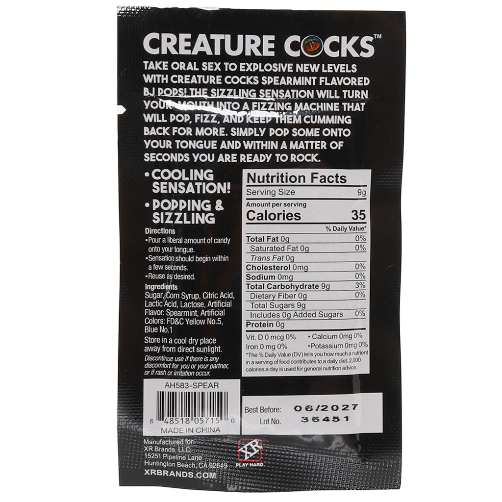 Creature Cocks BJ Pops! Candy .32oz/90g in Spearmint Sensual Love > Tasty Treats