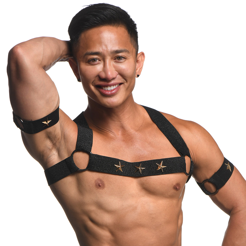 Master Series Rave Harness Elastic Chest Harness /XL Bondage and Fetish > Men's Bondage Wear