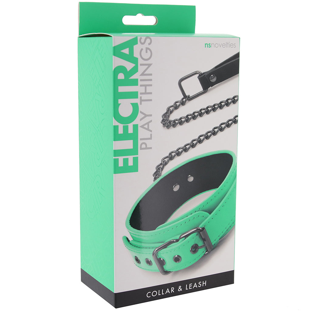 Electra Play Things Collar & Leash in Neon Green Bondage and Fetish > Pleasure Masks and Dress Up Play