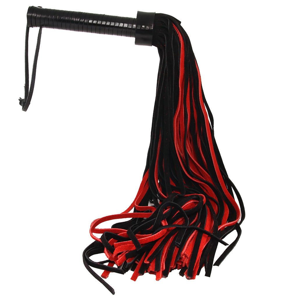 Long Suede Flogger in Black & Red Bondage and Fetish > Leather