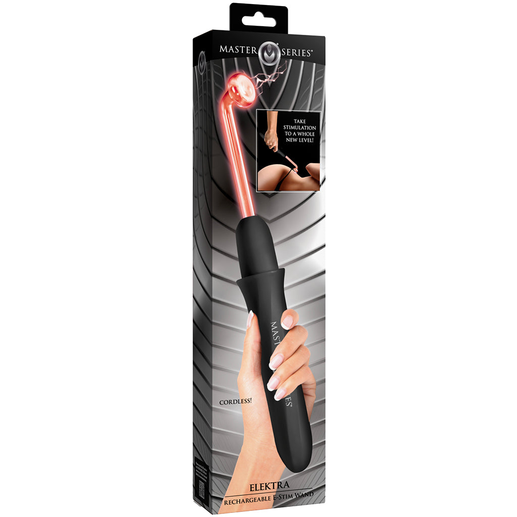 Master Series Elektra Rechargeable E-Stim Wand in Black Bondage and Fetish > Electro Stim