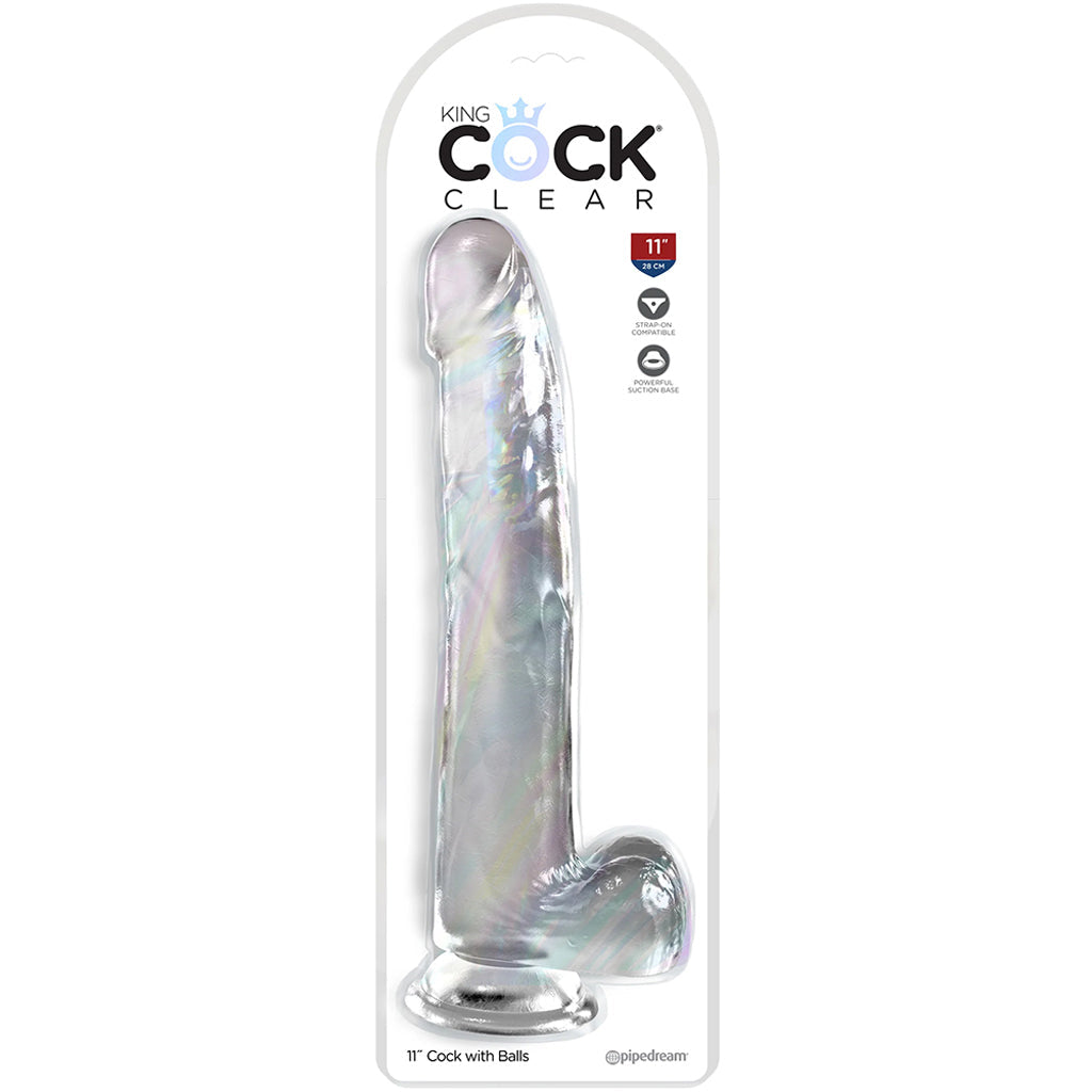 King Cock 11 Inch Ballsy Dildo in Clear Dildo Sex Toys > Realistic Dildos