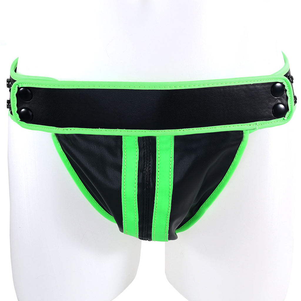 Ouch! Glow In The Dark Striped Jock Strap /M Bondage and Fetish > Men's Bondage Wear