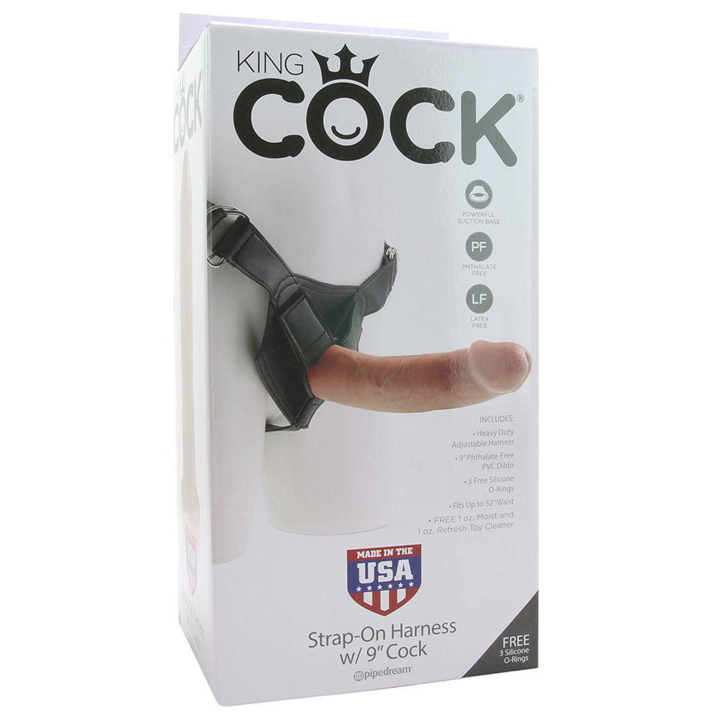 King Cock Harness with 9 Inch Cock in Tan Dildo Sex Toys > Strap-On and Harnesses