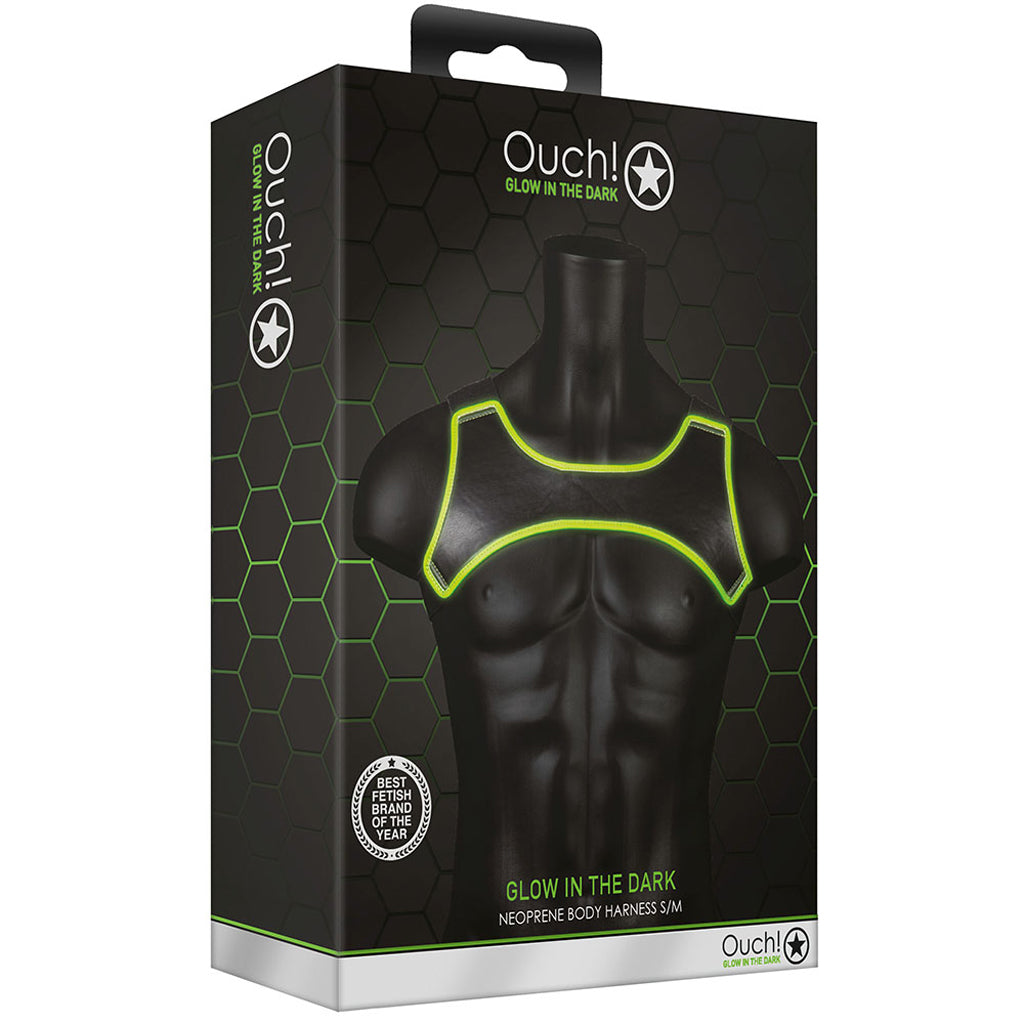 Ouch! Glow In The Dark Neoprene Harness /M Bondage and Fetish > Men's Bondage Wear