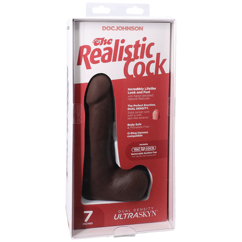 The Realistic 7 Inch Cock with Balls in Chocolate Dildo Sex Toys > Realistic Dildos