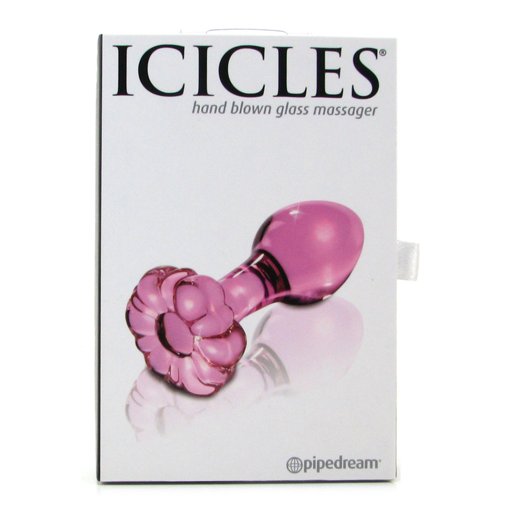 Icicles No. 48 Hand Blown Glass Butt Plug in Pink Anal Sex Toys > Butt Plugs