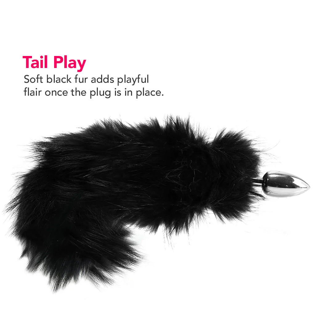 Stainless Steel Butt Plug with Fur Tail Anal Sex Toys > Butt Plugs