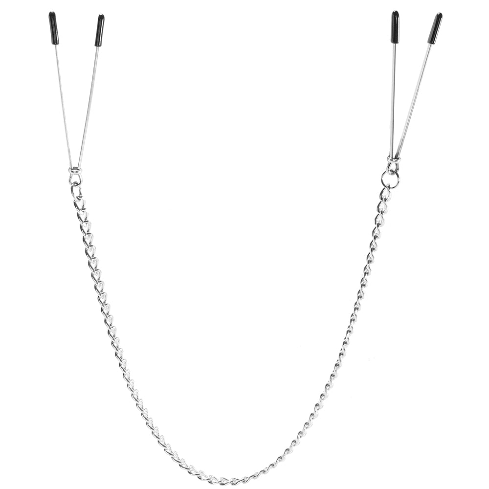 Lux Fetish Adjustable Tweezer Nipple Clips with Chain Bondage and Fetish > Nipple Stimulators & Clamps