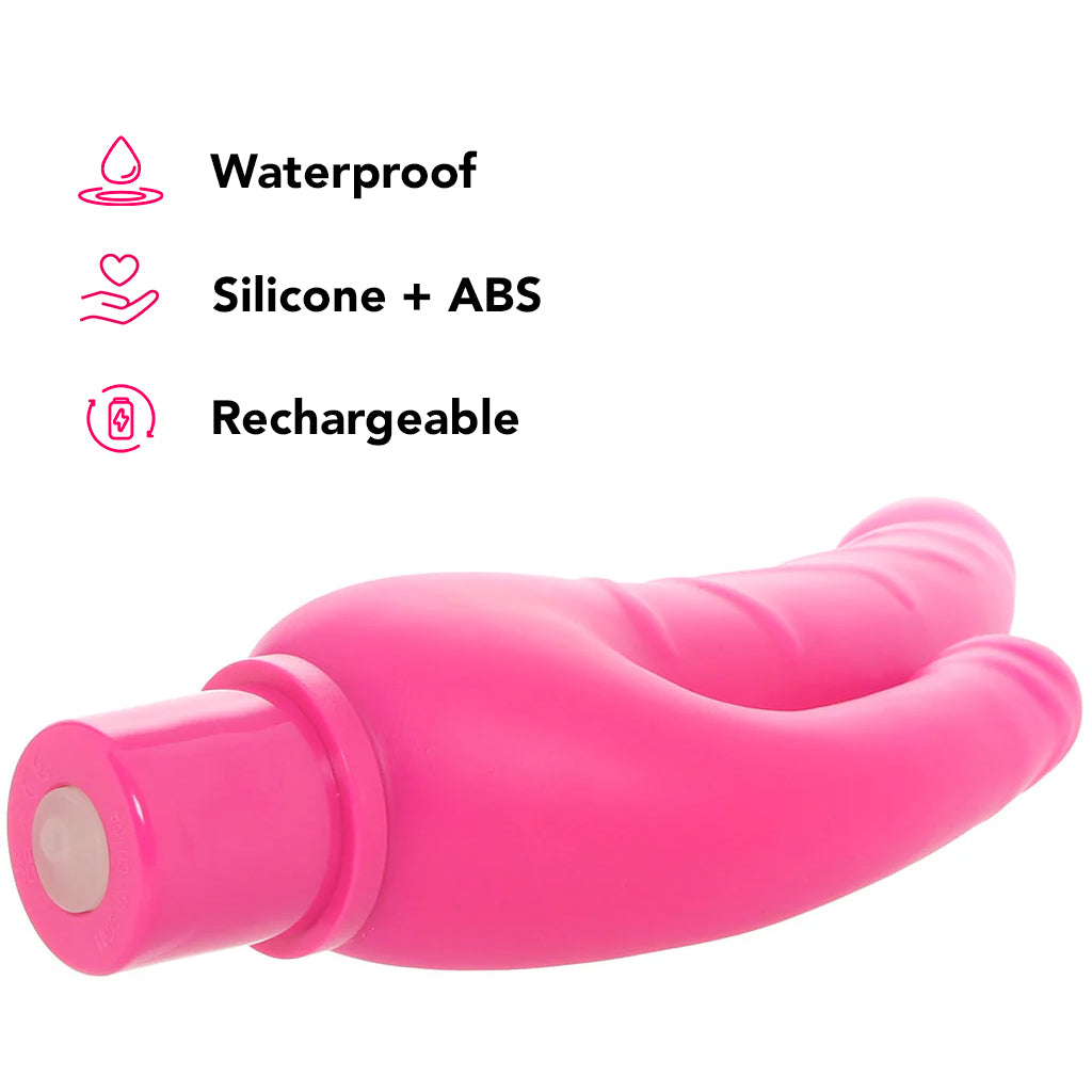 Power Stud Rechargeable Over & Under Vibe in Pink Vibrators > Realistic Vibrator Dildos