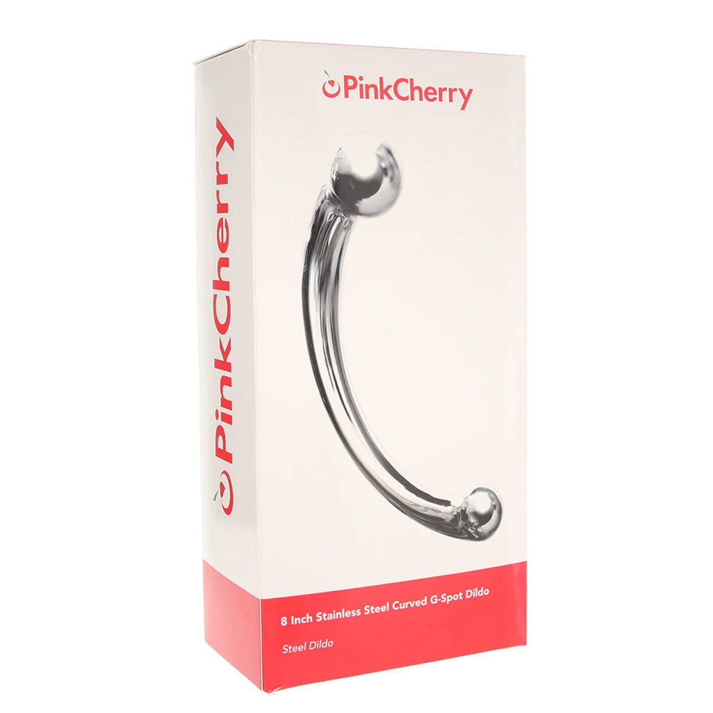 PinkCherry 8 Inch Stainless Steel Curved G-Spot Dildo Dildo Sex Toys > G-Spot Dildos