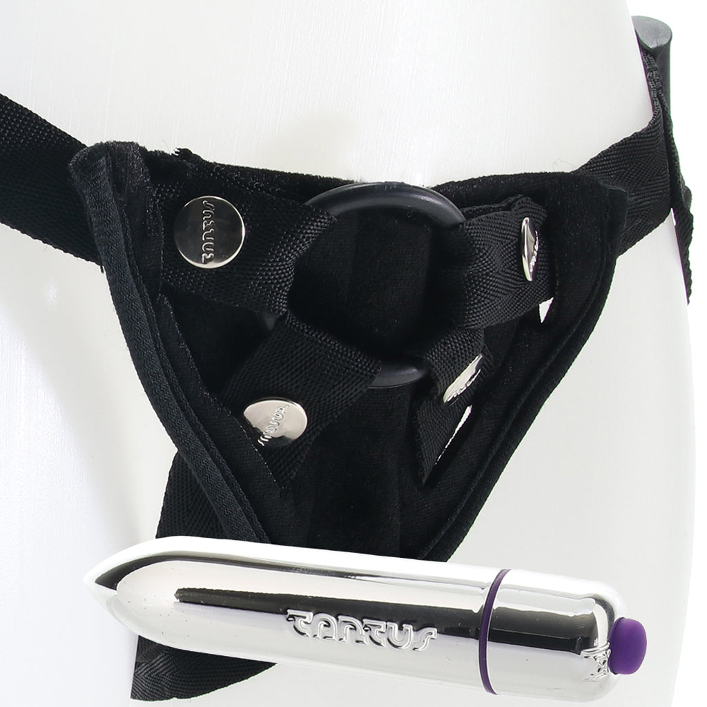 Velvet Vibrating Bullet Harness in Black Dildo Sex Toys > Strap-On and Harnesses