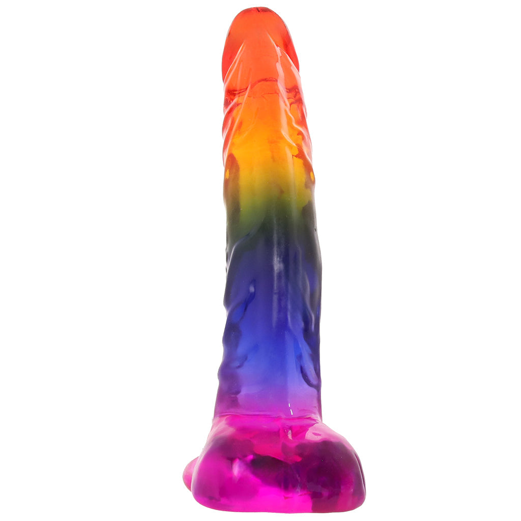 Crystal Jellies 9.5 Inch Cock & Balls Dildo in Rainbow Dildo Sex Toys > Realistic Dildos