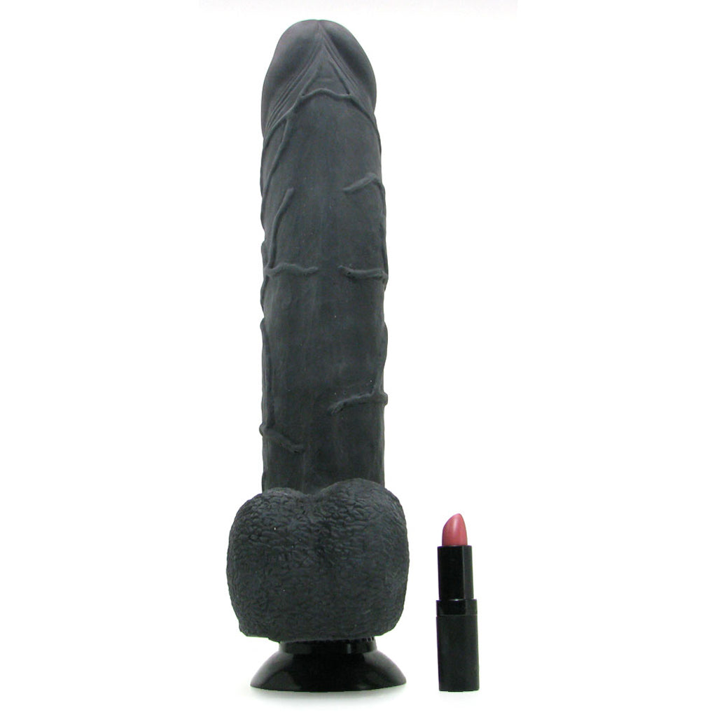 Real Feel Deluxe 12 Inch Vibrating Wall Banger Dildo in Bla Vibrators > Realistic Vibrator Dildos