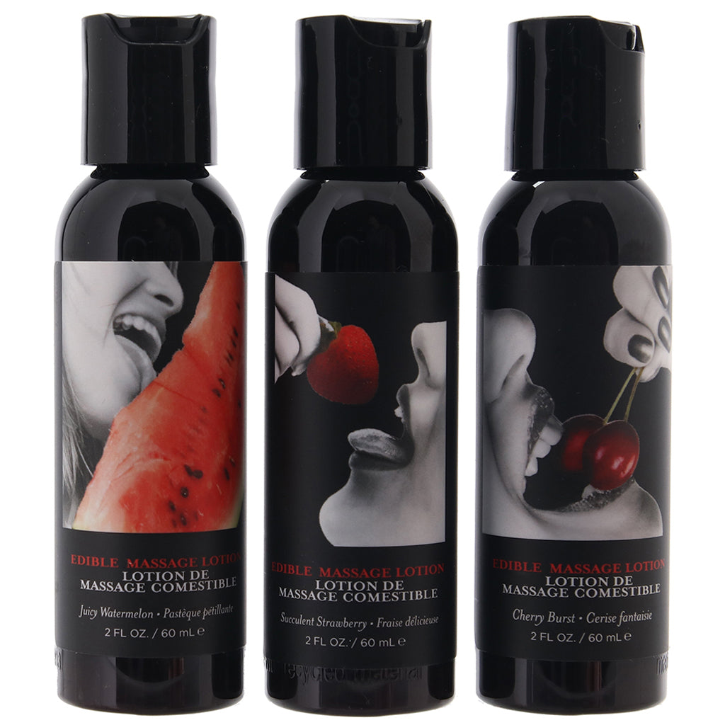 Massage A Trois Edible Massage Lotion Gift Set in 2oz/60ml Lubes and Lotions > Erotic Massage Oils