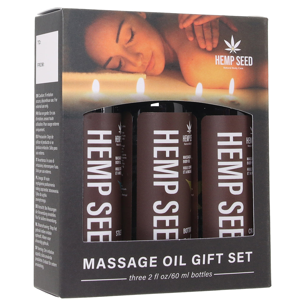 Hemp Seed Massage Oil Gift Set in 3 x 2oz/60ml Lubes and Lotions > Erotic Massage Oils