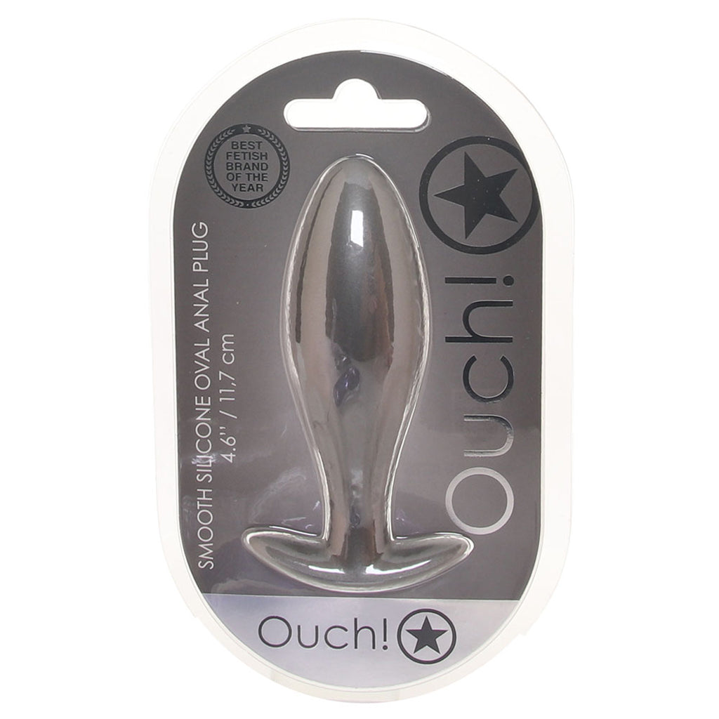 Ouch! Smooth Silicone Oval Butt Plug in Gun Metal Anal Sex Toys > Butt Plugs