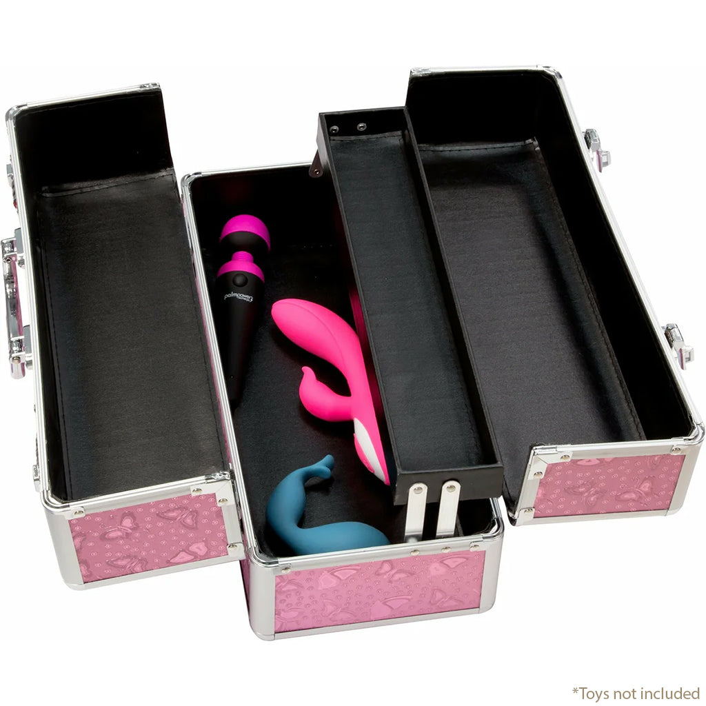 Simple and True Lockable Large Vibrator Case in Pink Toy Storage