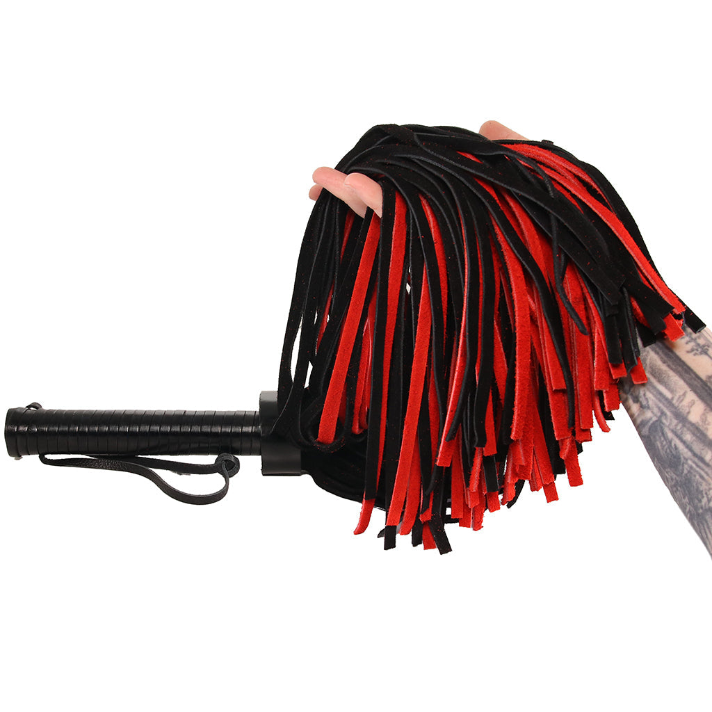 Long Suede Flogger in Black & Red Bondage and Fetish > Leather