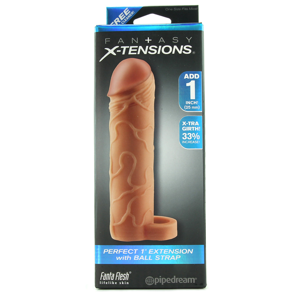 Perfect 1 Inch Extension with Ball Strap in White Male Enhancement > Extenders and Sleeves