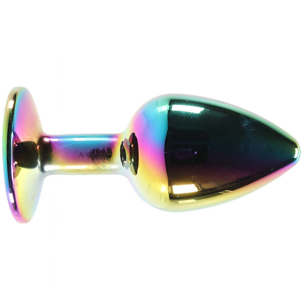 Small Aluminum Plug with Pink Gem in Multicolor Anal Sex Toys > Butt Plugs
