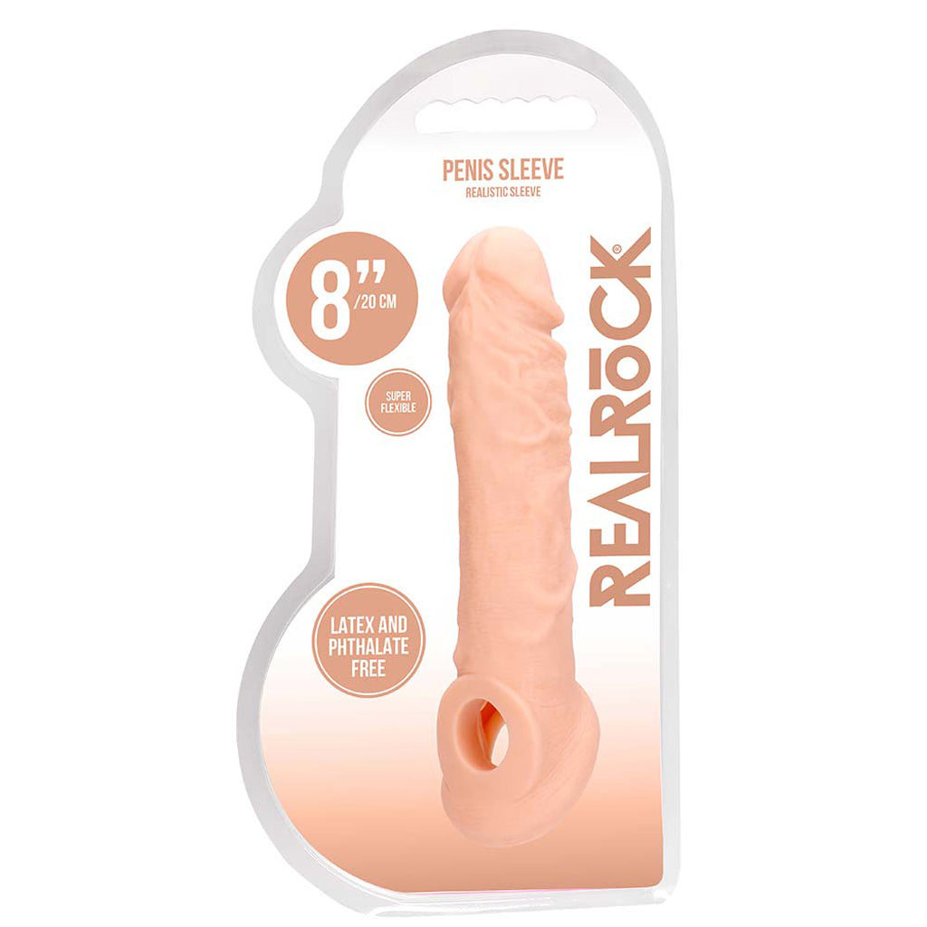 RealRock Penis Sleeve 8 Inch Extender in White Male Enhancement > Extenders and Sleeves