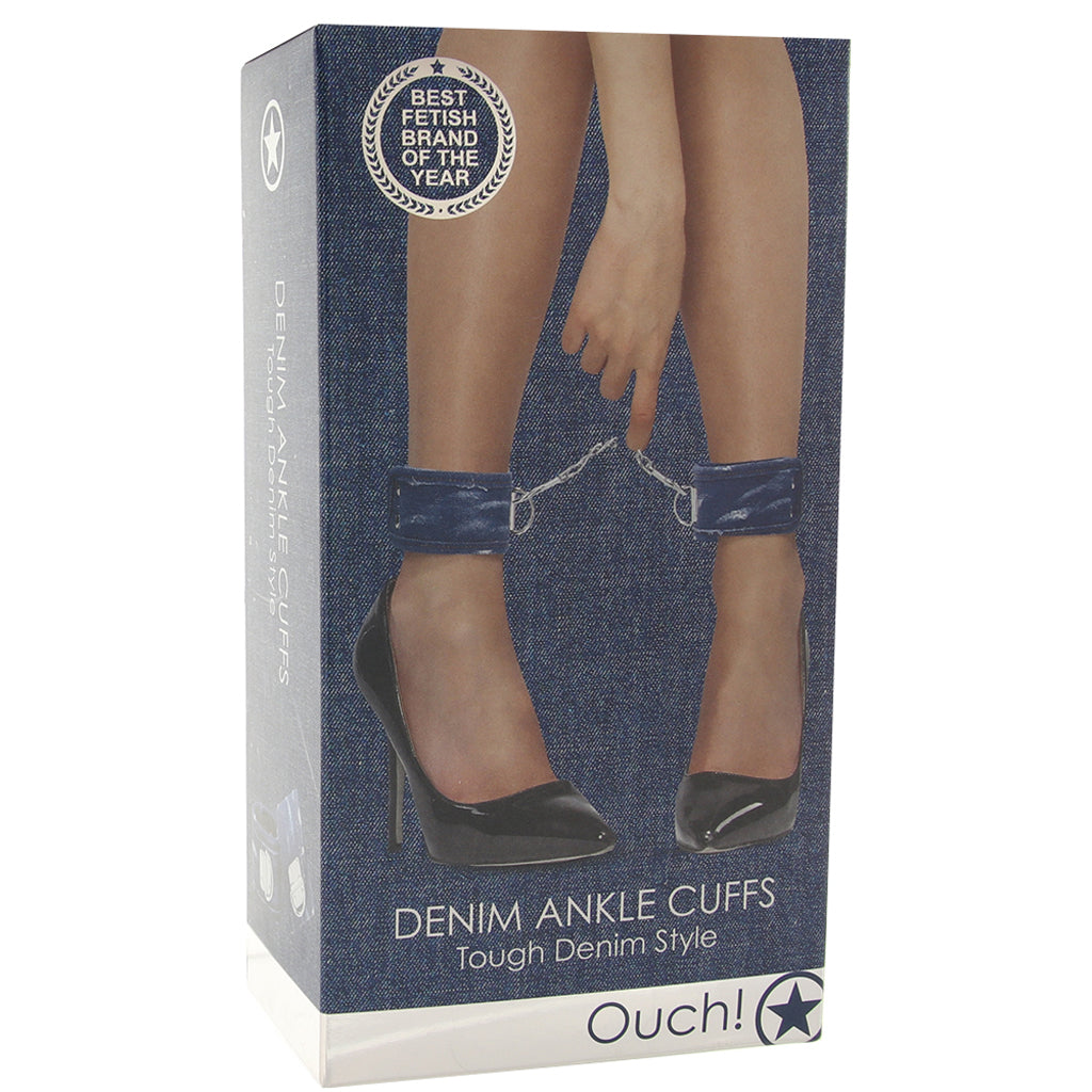 Ouch! Roughened Denim Ankle Cuffs in Blue Bondage and Fetish > Wrist and Ankle Cuffs