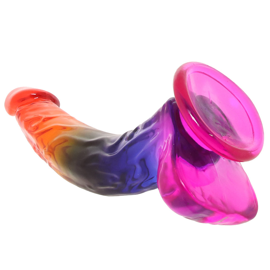 Crystal Jellies 9.5 Inch Cock & Balls Dildo in Rainbow Dildo Sex Toys > Realistic Dildos